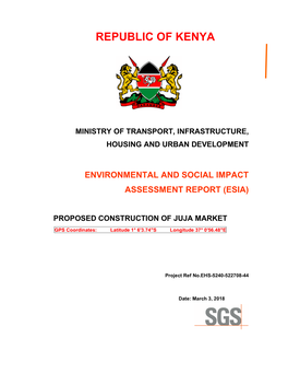 CONSTRUCTION of JUJA MARKET GPS Coordinates: Latitude 1° 6'3.74"S Longitude 37° 0'56.48"E