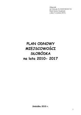 PLAN ODNOWY MIEJSCOWOŚCI SŁOBÓDKA Na Lata 2010- 2017