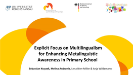 Explicit Focus on Multilingualism for Enhancing Metalinguistic Awareness in Primary School