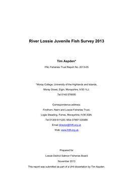 River Lossie Juvenile Fish Survey 2013