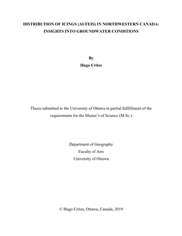 Distribution of Icings (Aufeis) in Northwestern Canada: Insights Into Groundwater Conditions