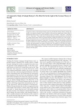 A Comparative Study of Sadegh Hedayat's the Blind Owl in the Light of the German Theory of Novella Advances in Language and Li