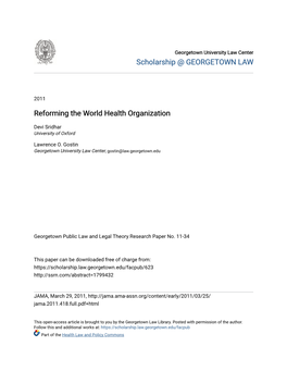 Reforming the World Health Organization