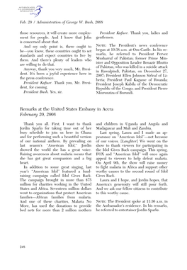 Remarks at the United States Embassy in Accra February 20, 2008