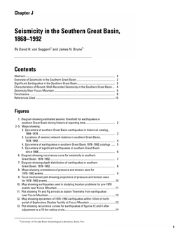 J. Seismicity in the Southern Great Basin, 1868–1992