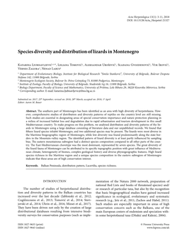 Species Diversity and Distribution of Lizards in Montenegro