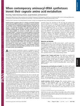 When Contemporary Aminoacyl-Trna Synthetases Invent Their Cognate Amino Acid Metabolism