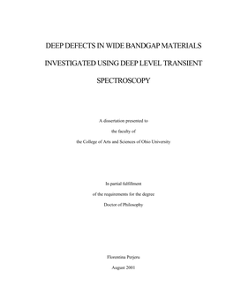 Deep Defects in Wide Bandgap Materials Investigated Using Deep Level