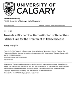 Towards a Biochemical Reconstitution of Nepenthes Pitcher Fluid for the Treatment of Celiac Disease