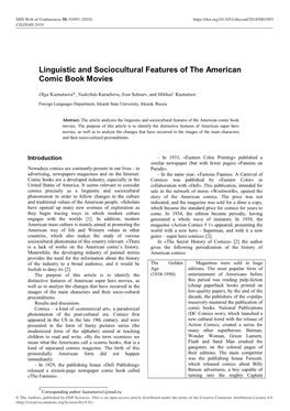 Linguistic and Sociocultural Features of the American Comic Book Movies