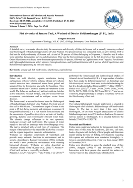 Fish Diversity of Semara Taal, a Wetland of District Siddharthnagar (U