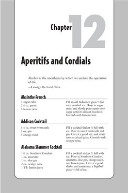 Aperitifs and Cordials