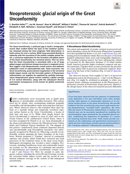 Neoproterozoic Glacial Origin of the Great Unconformity