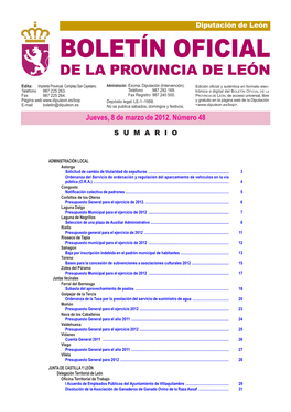 Boletín Oficial De La Provincia De León