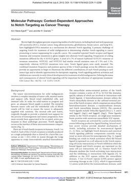 Context-Dependent Approaches to Notch Targeting As Cancer Therapy