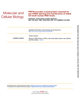 Cloning PRP38 by Complementation