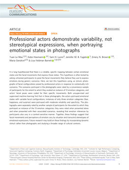 Professional Actors Demonstrate Variability, Not Stereotypical Expressions, When Portraying Emotional States in Photographs