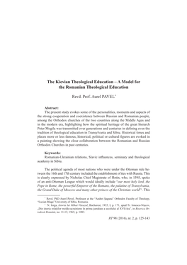 The Kievian Theological Education – a Model for the Romanian Theological Education