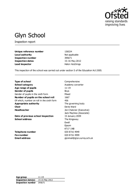 Glyn School Inspection Report