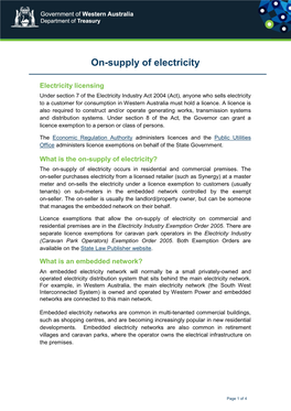 On-Supply of Electricity in Embedded Networks