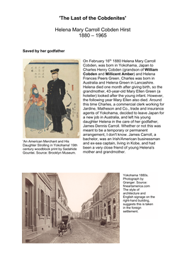 'The Last of the Cobdenites' Helena Mary Carroll Cobden Hirst 1880