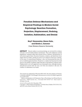 Freudian Defense Mechanisms and Empirical Findings