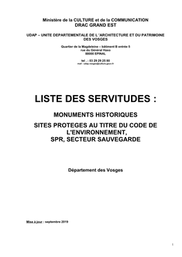 Liste Des Servitudes