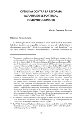 Ofensiva Contra La Reforma Agraria En El Portugal Posrevolucionario