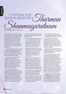 CITATION for SENIOR MINISTER Tharman