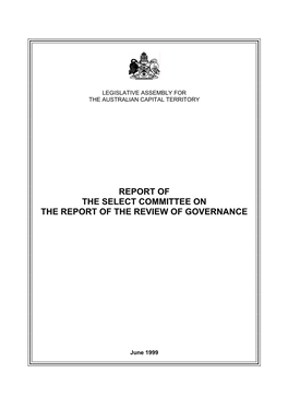 Review of the Governance of the Australian Capital Territory