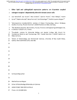 Ether Lipid and Sphingolipid Expression Patterns Are G-Protein Coupled
