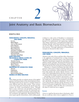 Joint Anatomy and Basic Biomechanics