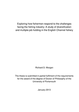 Exploring How Fishermen Respond to the Challenges Facing the Fishing Industry: a Study of Diversification and Multiple-Job Holding in the English Channel Fishery