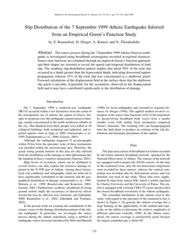 Slip Distribution of the 7 September 1999 Athens Earthquake Inferred from an Empirical Green’S Function Study by Z