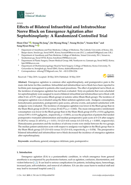 Effects of Bilateral Infraorbital and Infratrochlear Nerve Block On