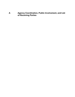 Appendix A: Agency Coordination, Public Involvement, and List of Receiving Parties