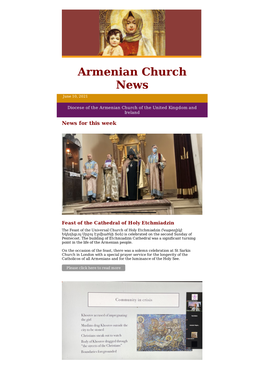 Armenian Church News