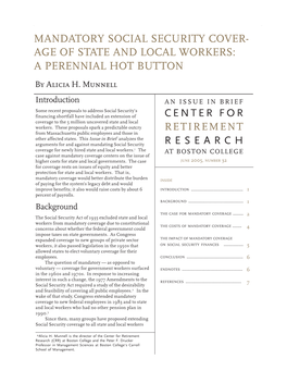Mandatory Social Security Coverage of State and Local Workers