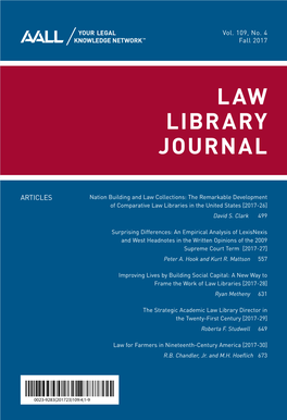 LAW LIBRARY JOURNAL LAW LIBRARY JOURNAL Vol