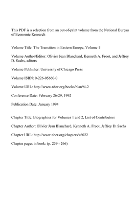 Biographies for Volumes 1 and 2, List of Contributors