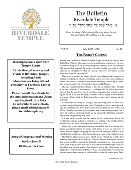 The Bulletin Riverdale Temple Y:Y} Μve Ll;Hum] /Abom] D[' Vm,V, Jræz]Mimi