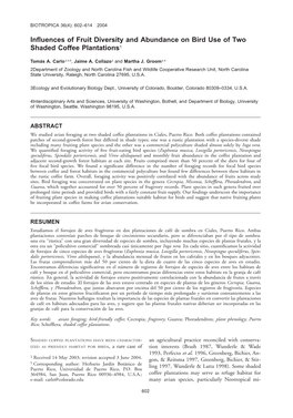 Influences of Fruit Diversity and Abundance on Bird Use of Two