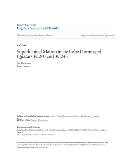 Superluminal Motion in the Lobe-Dominated Quasars 3C207 and 3C245 Eric Danielson Trinity University