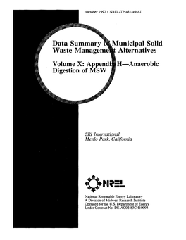 Digestion of MSW Municipal Solid Alternatives H-Anaerobic