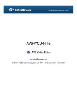 AVS4YOU-Hilfe: AVS Video Editor
