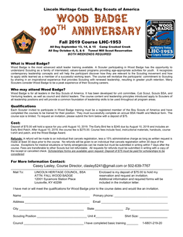Lincoln Heritage Council, Boy Scouts of America Wood Badge 100Th Anniversary