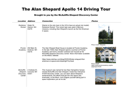 The Alan Shepard Apollo 14 Driving Tour