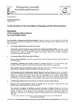 Synopsis of the Meeting Held in Vienna on 4 and 5 March 2014