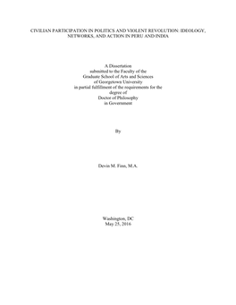 Civilian Participation in Politics and Violent Revolution: Ideology, Networks, and Action in Peru and India