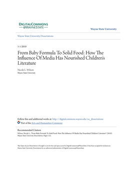 How the Influence of Media Has Nourished Children's Literature Nicole L